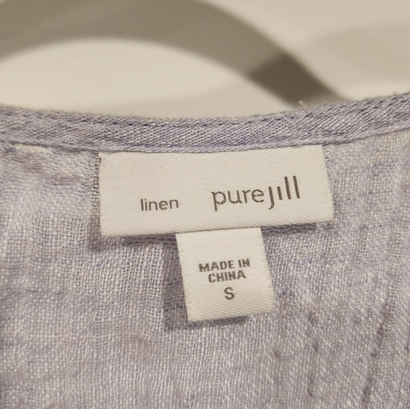 J. Jill Purejill Crinkled Linen Lagenlook Light Hyacinth Sleeveless Tunic Tank S - Picture 6 of 10